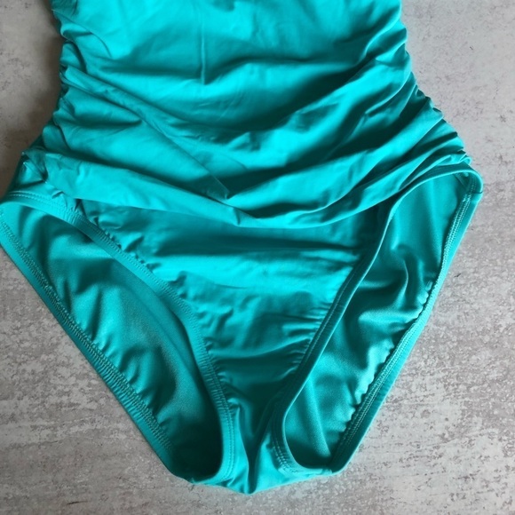 Bleu Rod Beattie Wave Runner Ruffle One Piece Swimsuit Turquoise - Picture 10 of 15